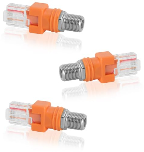 3PCS F-uttag till RJ45 kontakt, koaxial till Ethernet-adapter för kabeltestare