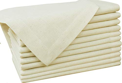GFI LINEN CLUBS Flax Linen Cotton Cloth Dinner Napkin - 18x18 - Natural, Premium Napkins with Metered Corners, Pack of 12, Reusable, Soft and Durable, Table Linens Dining, Kitchen, Parties, Weddings