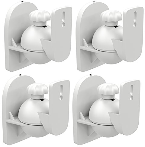 deleyCON 4X Universal Lautsprecher Wandhalterung Halterung Boxen Halter Schwenkbar + Neigbar bis 3,5Kg Deckenmontage + Wandmontage - Weiß