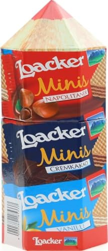 Loacker – Matita XL - Confezione Regalo a Forma di Matita Colorata – Confezione con 10 Wafer Minis con Creme in Diversi Gusti, Vaniglia, Cioccolato e Nocciole – Riutilizzabile - Confezione da 100gr