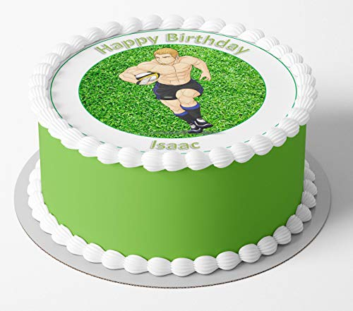 7.5 inch circle rugby cake topper printed edible icing