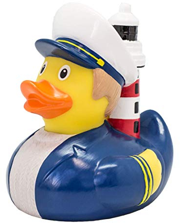 LiLaLu 2228 - Paperella da bagno, motivo: paperella con faro, in PVC, ca. 9 cm