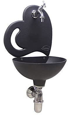 Fontana a Muro Afrodite Colore ghisa con Rubinetto MOD.303C e Sifone in Ottone casa e Giardino (Cromato)