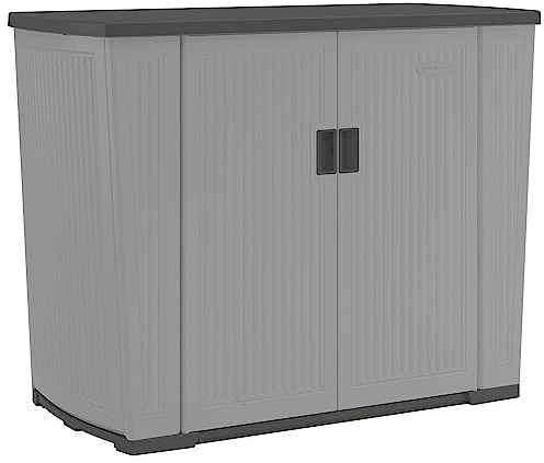Suncast 130-Gallon Backyard Oasis Basic Unit Lockable Outdoor Storage Cabinet, Peppercorn, Made in the USA