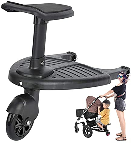 Buggy-Board Mit Sitz, Kinderwagen Hilfspedal, 2 In 1 Kinderwagen Buggyboard Boards Universal Kinderwagen Board für Kinderwagen Abnehmbares Zweit-Kindersitz für Kinder Bis Zu 55 Lbs Black