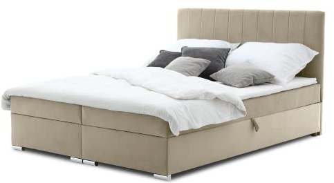 Boxspringbett Grenland 160x200 mit Bonnell-Federkernmatratze und Topper. Kontinentalbett mit Stauraumbett und dekoratives Kopfteil! Das Beste Doppelbett für Seniorenbett! (Trinity 02)