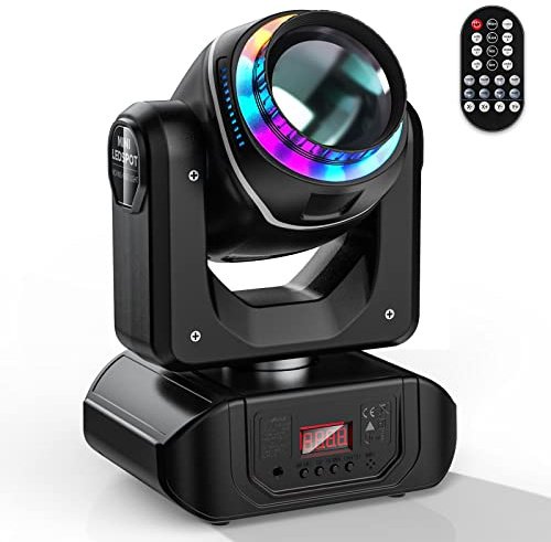 UKing 100W Cabeza Móvil de Luz de Escenario con mando a distancia, 10 patrones + 8 colores + 18 luces de fiesta de alto brillo con efecto de haz de prisma para discoteca, bar, festival de bodas