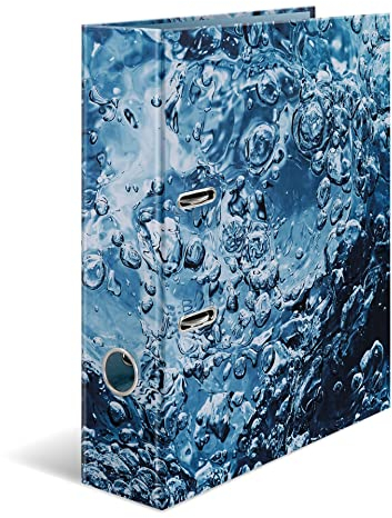 HERMA 19654 Ordner A4 Natur Wasser, 7 cm breit, Motiv Aktenordner aus Pappe mit Innendruck für Schule & Büro, stabiler Kinder Ringordner aus Karton für Jungen & Mädchen
