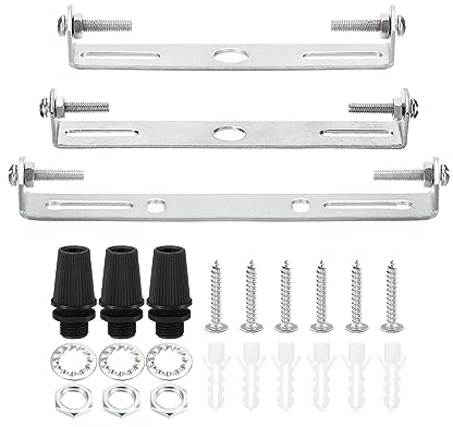 PATIKIL 105mm 115mm 120mm Techo Luz Placa Kit, 3 Juego Luz Accesorio Montaje Soporte Placa Universal Acero Transversal Barra para Hogar Oficina Colgante Pared Lámpara