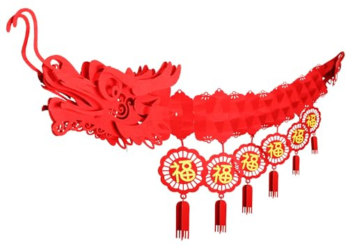 Decoraciones de Techo de Dragón de Año Nuevo Chino, Decoración Colgante de Dragón de Año Nuevo Rojo 3D 2024 para Fiesta en Casa del Festival de Primavera de Año Nuevo Lunar (1 Pieza)
