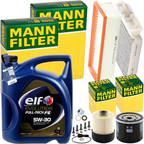 Inspektionspaket + 5L 5W-30 Motoröl passend für 1.5 dci Duster HS