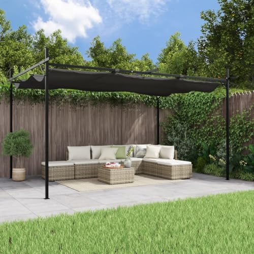 Willood Garten Pavillon Pergola mit Schiebedach Anthrazit 395x292x230 cm