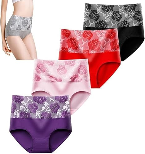 Giurui Bloomypink Mutandine per incontinenza a vita alta, biancheria intima a tenuta stagna per incontinenza da donna, pantaloni protettivi a prova di perdite, mutandine sempre asciutte a prova di