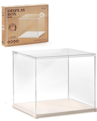 Rolife Acrylic Display Case DF03L - Dustproof Display Box with Front Door, Internal Usable Space 10.63×8.66×8.86 Inches, Fits for Miniature House Blind Box Pop Figures Collectibles