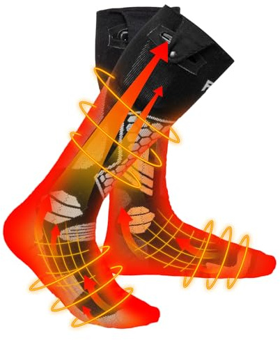 KEMIMOTO Heated Socks Men Women, APP Control Rechargeable Battery Wool Boot Socks, Toes Heat Zone, Winter Riding Skiing Ice Skating Foot Warmer
