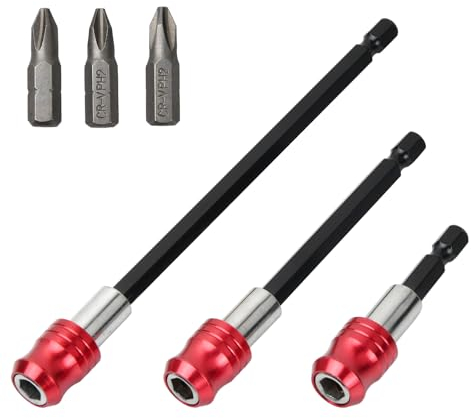 3PCS Magnetic Bit Holder, 1/4 Magnetic Drill Bit Extension Holders, Hex Bit Impact Locking Holder, 60mm/100mm/150mm Magnetic Screwdriver Extension Bit Holder for Impact Driver, Bit Extension