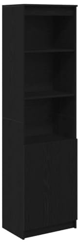 vidaXL Highboard Schwarz Eichen-Optik 50x35x180 cm Holzwerkstoff, Schrank, Lagerschrank, Schrank hoch, Beistellschrank, hoher Schrank, Schrank mit Tür