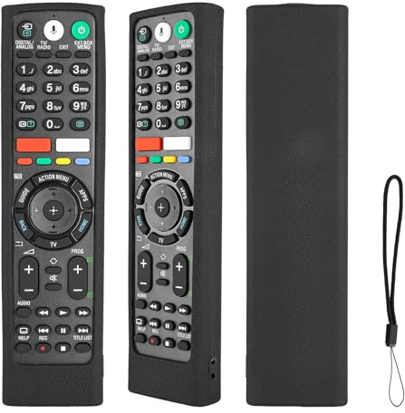 Funda para Mando a Distancia de Silicona Compatible con Sony RMT-TX100D RMT-TX102D RMT-TX300E RMF-TX310E RMF-TX200E TV Mando a Distancia Cubierta Protectora a Prueba de Choques con Cordón (Negro)