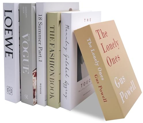 Lot de 6 Livre de Décoration de Mode, Beaux Faux Livres pour La Décoration Ménagers, pour tables basses/étagères, livres de rangement, étagères de présentation