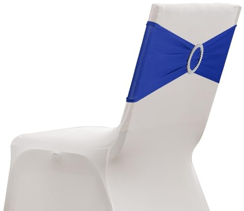 sourcing map Paquete de 20 bandas elásticas para silla, banda elástica para silla con hebilla deslizante, lazos elásticos universales para bodas, fiestas, ceremonias, eventos, decoración, color azul
