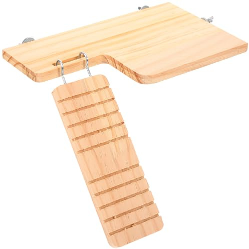 VALICLUD Plateforme D’Escalade en Bois pour Hamster Échelle Intégrée Support Paysager pour Cage 47 CM Accessoire de Jeu et Couchage pour Petits Rongeurs Décoration Cage pour Cobayes et