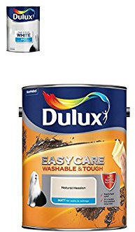 Dulux Matt Paint, 2.5 L (Pure Brilliant White) ) Easycare Washable and Tough Matt (Natural Hessian)