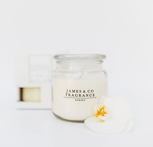 James & Co No.1 vit (vild blomma, bomull och lila) 396 ml naturligt doftande stort burkljus – upp till 60 timmars bränntid