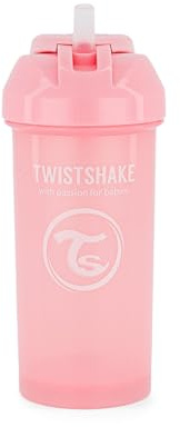 Twistshake Straw Cup | Baby-Schnabeltasse mit Strohhalm - 360 ml | Auslaufsichere Babywasserflaschen | Auslaufsicherer Trinkbecher für Kleinkinder | BPA-freier Baby-Entwöhnungsbecher | Rosa
