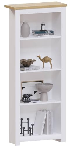 Vida Designs Arlington Bookcase Modern Display Shelves Storage MDF Furniture White (4 Tier)