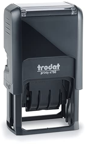 Trodat Printy Datumsstempel 4750 – Stempel Personalisiert mit Datum und Wunschtext, Selbstfärbend – 2 Zeilen, 41x24 mm, Einfarbiger Abdruck