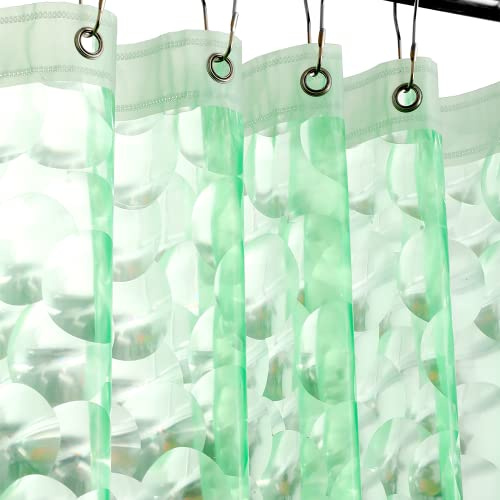 Ga-Geetopia EVA 3D Green Pearl Water Cube Plastic Shower Curtain Liner - Premium Lightweight 72 x 72 Bathroom Shower Showroom Curtain Liner with Rustproof Metal Gromments and Weighted Magnet