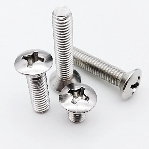 TUBEAU 10/pcs M2 M2.5 M3 M4 M5 M6 GB820 DIN966 A2-70 304 Stainless Steel Cross Raised Countersunk Head Half Oval Screw Bolt (Color : 6mm, Size : M4 10pcs)