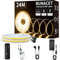 BUNACET COB LED Streifen Warmweiss, LED Strip Dimmbar 24V 24M 3000K, CRI90+ Lichtband LED Band Stripes mit Netzteil und RF Fernbedienung für Küche, Schlafzimmer, Wohnzimmer, Schrank, Spiegel, Innen