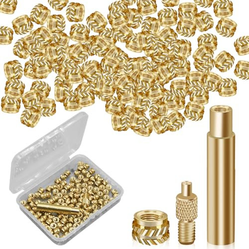 120 piezas de inserto roscado M3 Insert, Brass accesorios para impresora 3D M3*4 * 5 insertos roscados para metal, 1 punta de insertos de juego de calor M3 y 1 adaptador de soldadura piezas
