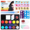 Set di trucchi per bambini, 12 colori per il trucco, trucco per bambini, set da trucco con 18 stencil, Halloween, carnevale, compleanno, festa, trucco per bambini