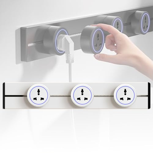 Genérico Regleta De Enchufes, Regleta De Enchufes De Pared 8000W, Riel De Enchufes con 2-5 Enchufes Universales, Extensión Multienchufe, para Cocina, Sala De Estar(White,50cm)
