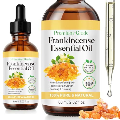 Frankincense Oil for Skin, 60ml Weihrauchöl Bio für Haut, 100% Natürliche Frankincense Essential Oil für Haarwachstum & Hautstraffung, Anti-Aging, Aromatherapie, Diffuser