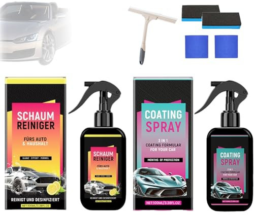 Kit Premium D'entretien Automobile, Spray Voiture, Spray De Revêtement Pour entretien Voiture, 3 En 1 Coating Spray, éTanche à L'Eau Et à la PoussièRe (2PCS)