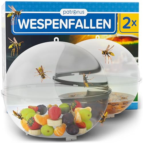 Patronus 2X Wespenfalle für draußen [15 cm groß] zum effektiven Schutz vor Wespen - Umweltfreundlich Wespen vertreiben ohne Gift, Wirksames Mittel gegen Wespen, Lebendfalle zur Wespenabwehr Outdoor