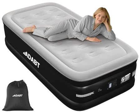 ADABT Premium Single Inflatable Air Mattress, Air Bed with Built-in Electric Pump, Self-Inflation Blow up bed | Flocked Surface & Puncture Resistant Air Bed for Guest, Camping & Home Use 191x99x46cm