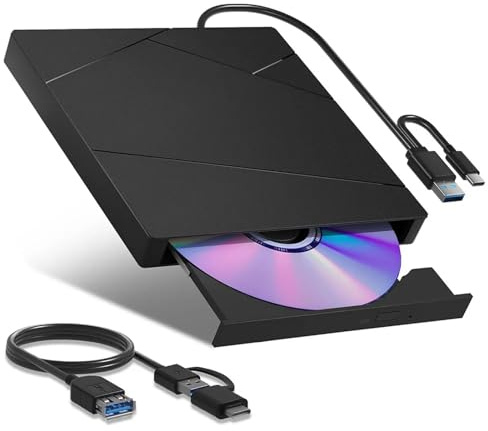 AYJYZHIAG Unidad Externa for computadora portátil, Reproductor de CD, DVD y RW USB 3.0, Compatible con Lector Discos 50 GB, Compatible Windows 10/11 Mac OS