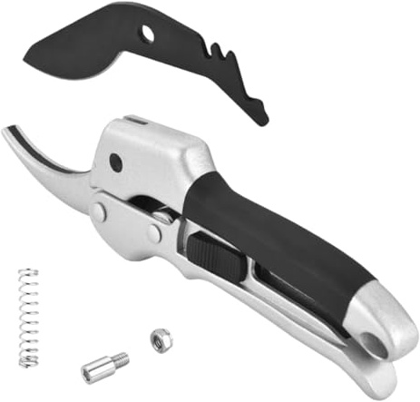 Veemoon Sécateur de Jardin à Cliquet Argenté Outil de Ergonomique pour Branches et Arbustes Lame Tranchante et Confortable pour Jardinage et Élagage