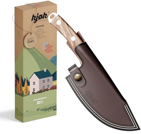 kjøk Custodia coltelli in pelle bovina con clip in acciaio inox – fodero per coltello artigianale, protezione lama sicura, astuccio da cintura per outdoor, campeggio, trekking, pesca e barbecue