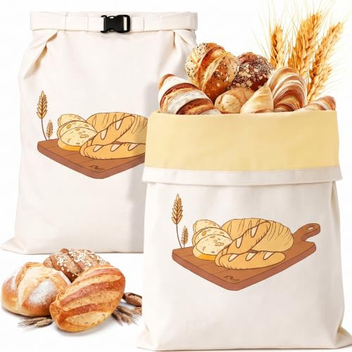 Paquete de 2 Bolsas para Pan de Cera de Abejas 43x33 cm con Recubrimiento de Cera de Abeja Natural con Asa y Cremallera, Reutilizables Para Mantener la Frescura del Pan y Los Productos Horneados