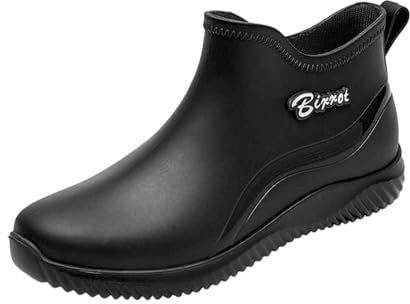Botas de goma cortas para hombre, ligeras, antideslizantes, impermeables, para senderismo, camping, caña baja, transpirables, resistentes, impermeables, 01 negro, 41 EU