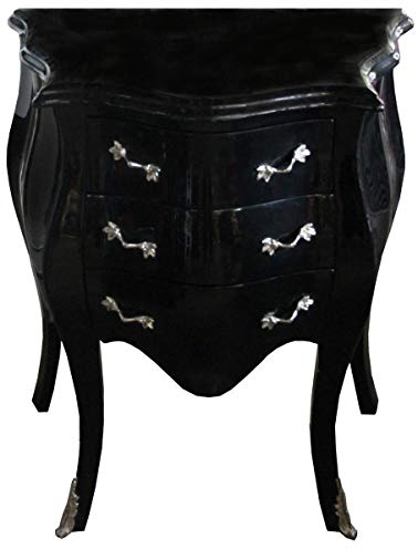 Casa Padrino Cómoda barroca Negra/Plateada H 74 cm, W 64 cm, D 40 cm - cómoda de Noche