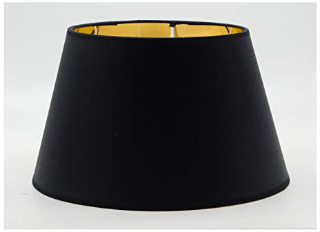 Paolo Rossi paralume prime modello impero in tessuto cinzato nero con interno oro specchio - produzione propria, Made in Italy (nero interno oro, diametro 25)