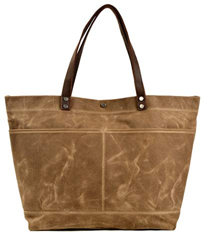 WUDON Waxed Canvas Travel Tote Bag - Extra Large Carryall Shoulder Bag for Women