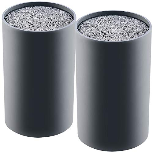 TokioKitchenWare Halter für Messer: 2er-Set Universelle Messerblöcke mit Borsten-Einsatz, schwarz (Küchenmesser-Halter, Messeraufbewahrer)