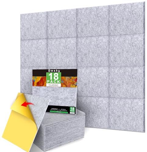 18 Pack Gray Acoustic Panels 12X12X 0.4 Soundproof Wall Panels Wall Decoration Sound Absorbing Panel High-Density Sound Deadening Panels Acoustic Treatment Panel for Home Studio